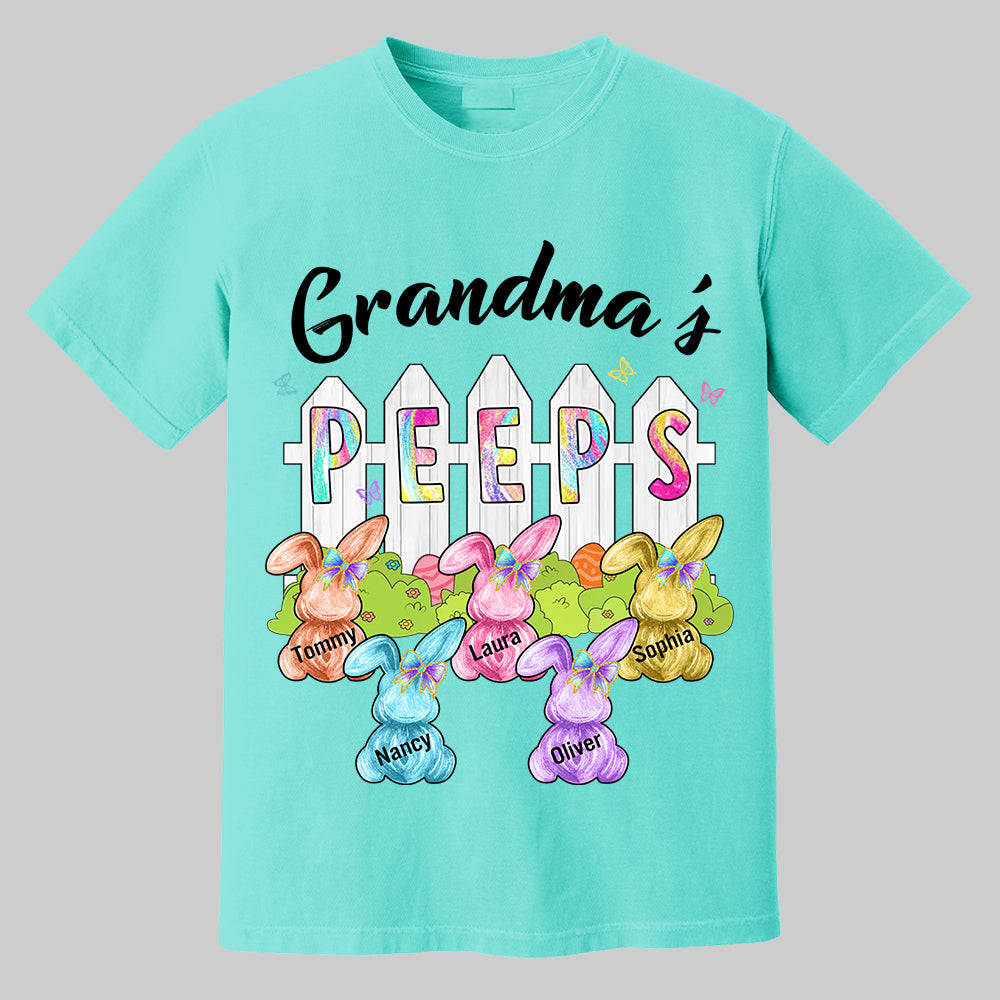Colorful Grandma's Peeps Shirt - Personalized Bunny Shirt For Grandma Nana Mimi NA04 Tm01