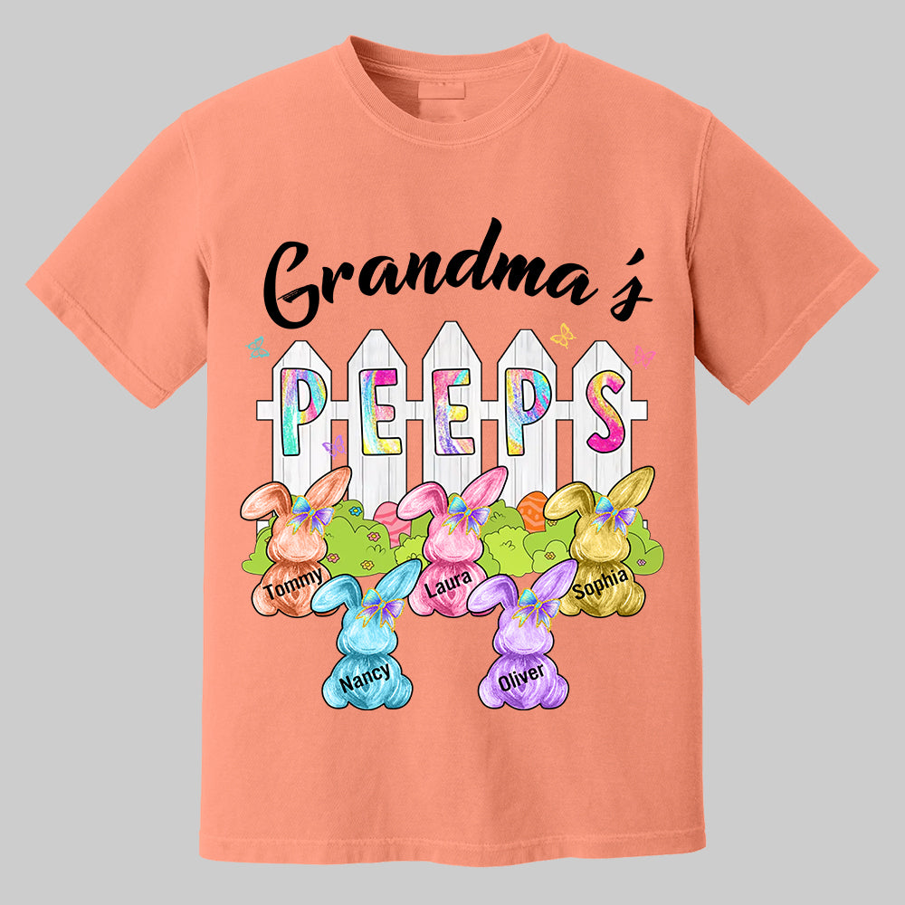 Colorful Grandma's Peeps Shirt - Personalized Bunny Shirt For Grandma Nana Mimi NA04 Tm01