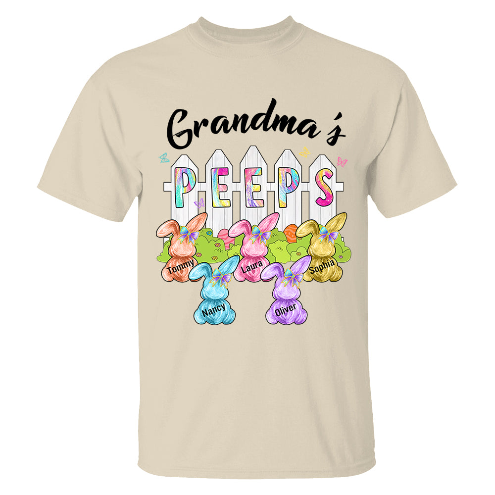Colorful Grandma's Peeps Shirt - Personalized Bunny Shirt For Grandma Nana Mimi NA04 Tm01
