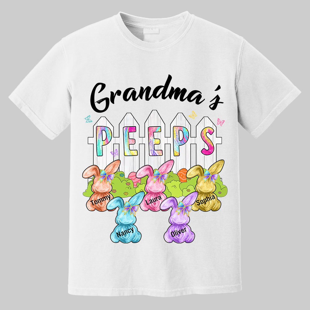 Colorful Grandma's Peeps Shirt - Personalized Bunny Shirt For Grandma Nana Mimi NA04 Tm01