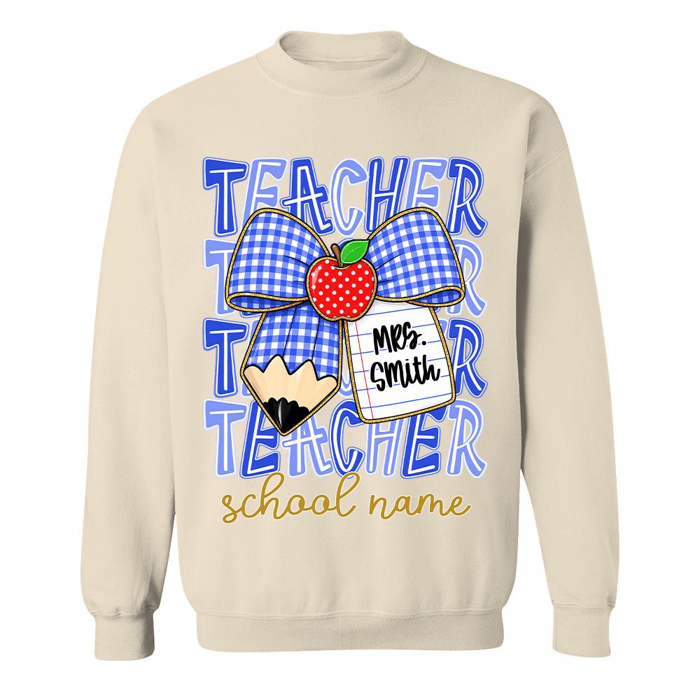 Personalized Coquette Bow Teacher Para Librarian Counselor Appreciation Back to School, Custom Job Title Teacher Name, Gifts For Teacher MI209 Hv01