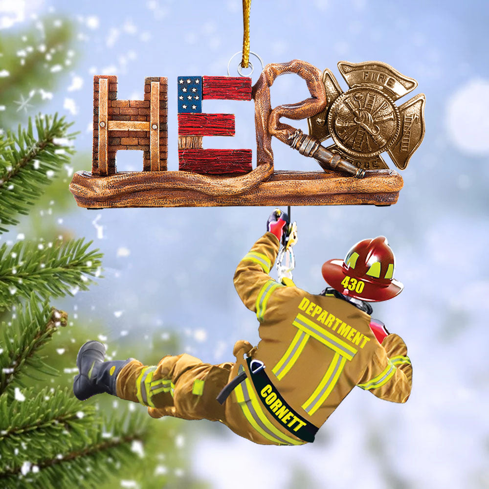 Personalized Gift Firefighter Hero Personalized Christmas Acrylic Ornament K1702 Trhn