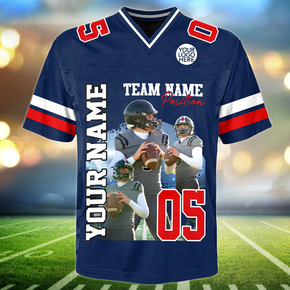 Customized American Football Photos Collage Football Jersey -Personalized Football Jersey With Name & Number Pt99