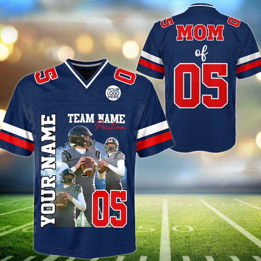 Customized American Football Photos Collage Football Jersey -Personalized Football Jersey With Name & Number Pt99