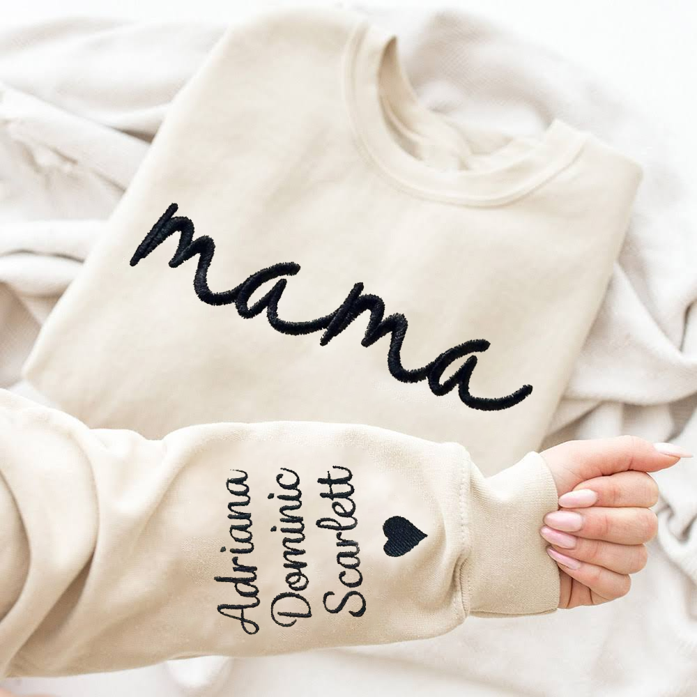 Personalized Mama Embroidered Sweatshirt with kids Names Mother's Day Gift Ideas