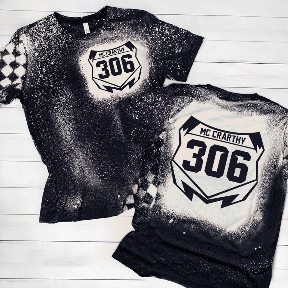 Personalized Name and Number Motocross Racing Dirt Track Motocross bike Race Checkered Flag Bleached H2511
