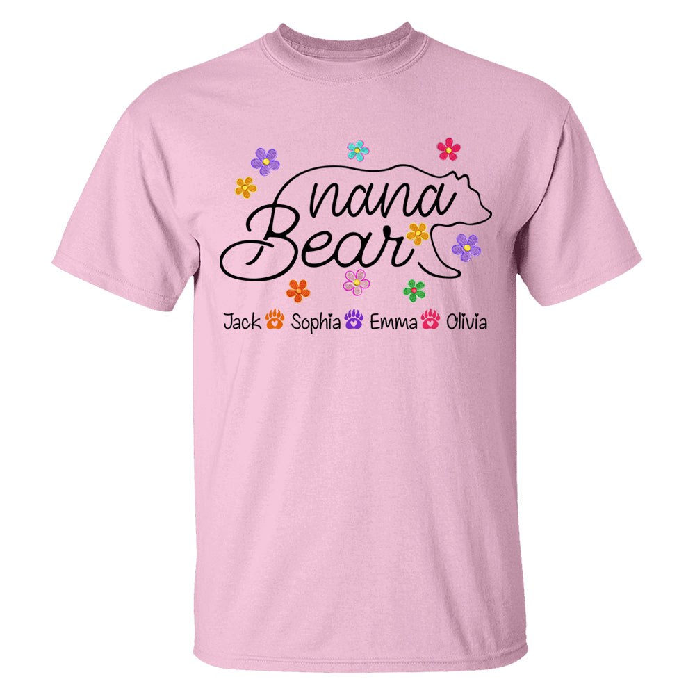 Grandma Bear Flower Color With Grandkids Personalized Shirt - Mother's Day Gift