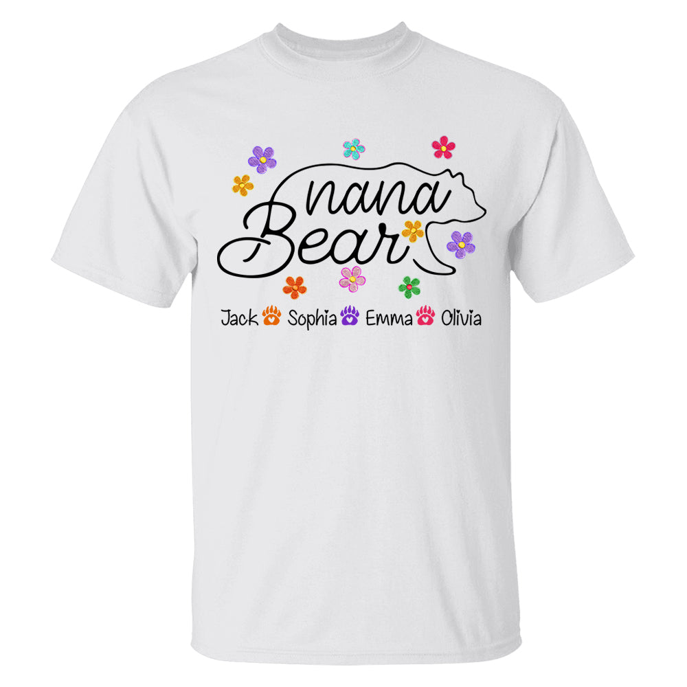 Grandma Bear Flower Color With Grandkids Personalized Shirt - Mother's Day Gift