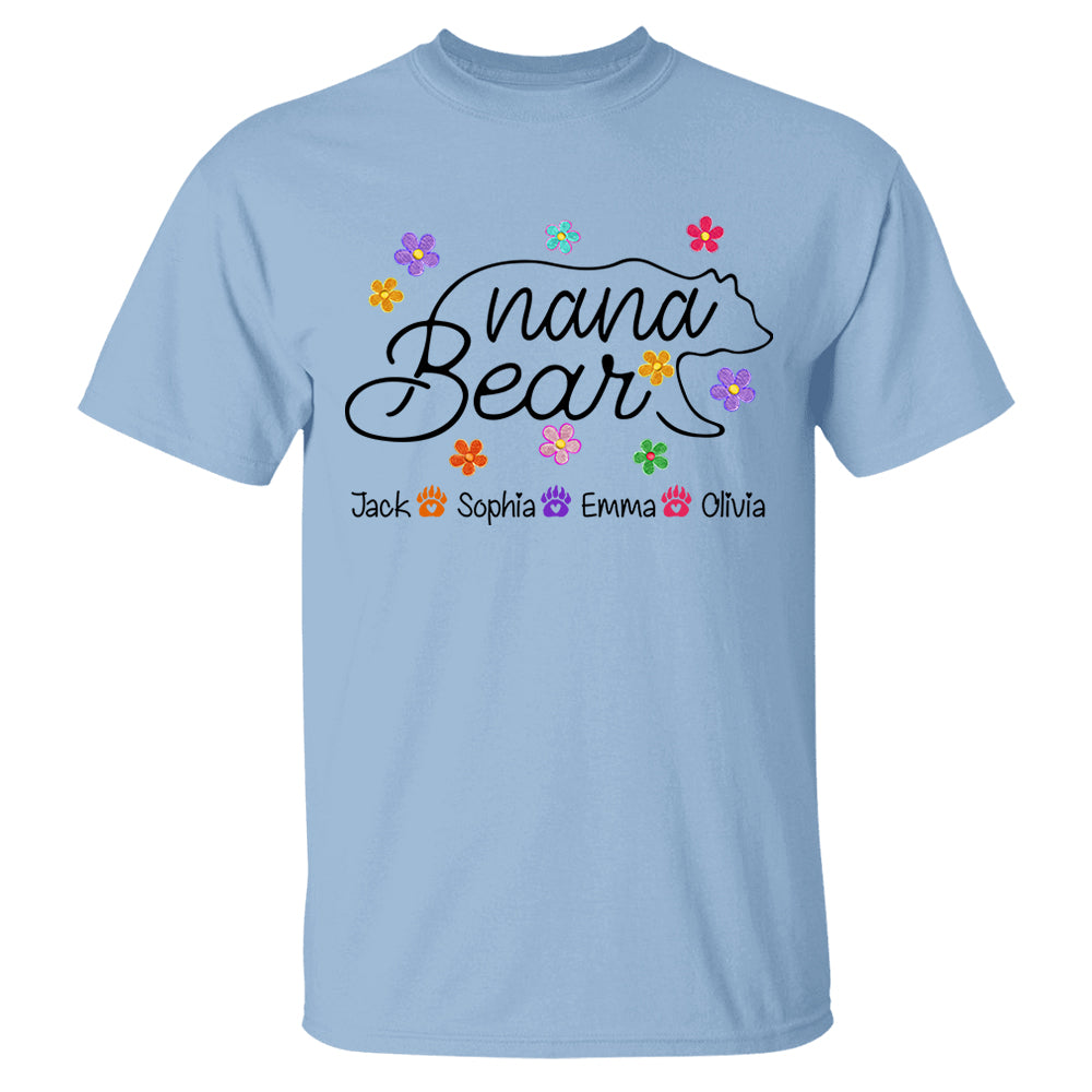 Grandma Bear Flower Color With Grandkids Personalized Shirt - Mother's Day Gift