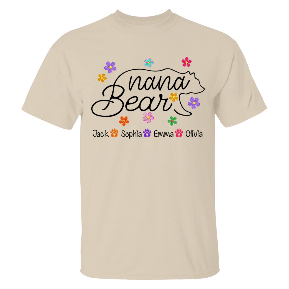 Grandma Bear Flower Color With Grandkids Personalized Shirt - Mother's Day Gift