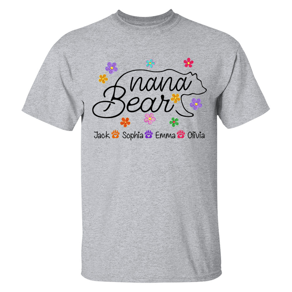 Grandma Bear Flower Color With Grandkids Personalized Shirt - Mother's Day Gift