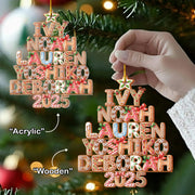 Custom Gingerbread Alphabet Family Christmas Tree - Family Personalized Custom Ornament - Personalized Family Wood Ornament