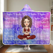 I'm The Girl Who Loves Yoga - Personalized Wearable Blanket Hoodie, Custom Name For Yoga Lovers NA04 Tu20