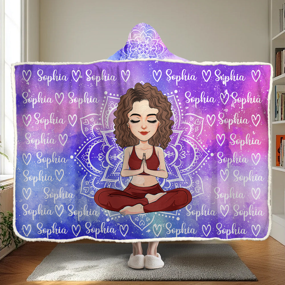 I'm The Girl Who Loves Yoga - Personalized Wearable Blanket Hoodie, Custom Name For Yoga Lovers NA04 Tu20