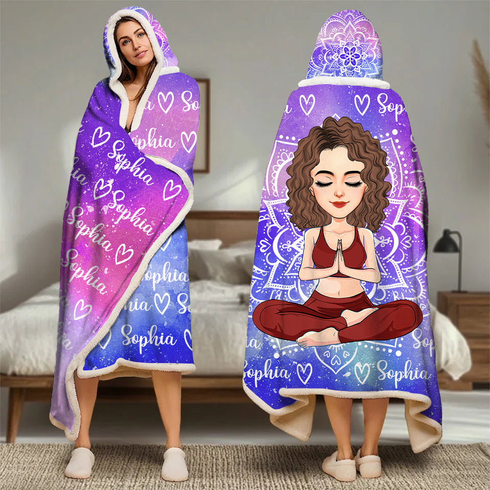 I'm The Girl Who Loves Yoga - Personalized Wearable Blanket Hoodie, Custom Name For Yoga Lovers NA04 Tu20