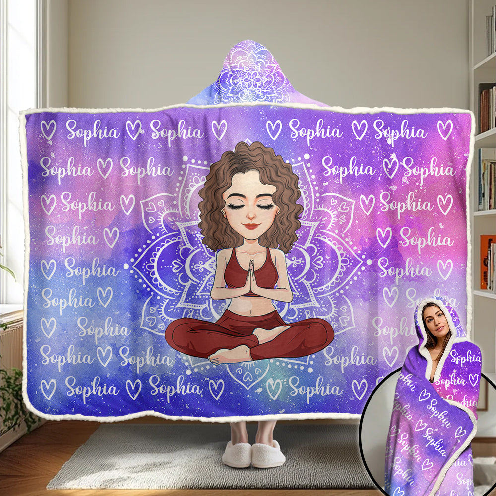 I'm The Girl Who Loves Yoga - Personalized Wearable Blanket Hoodie, Custom Name For Yoga Lovers NA04 Tu20