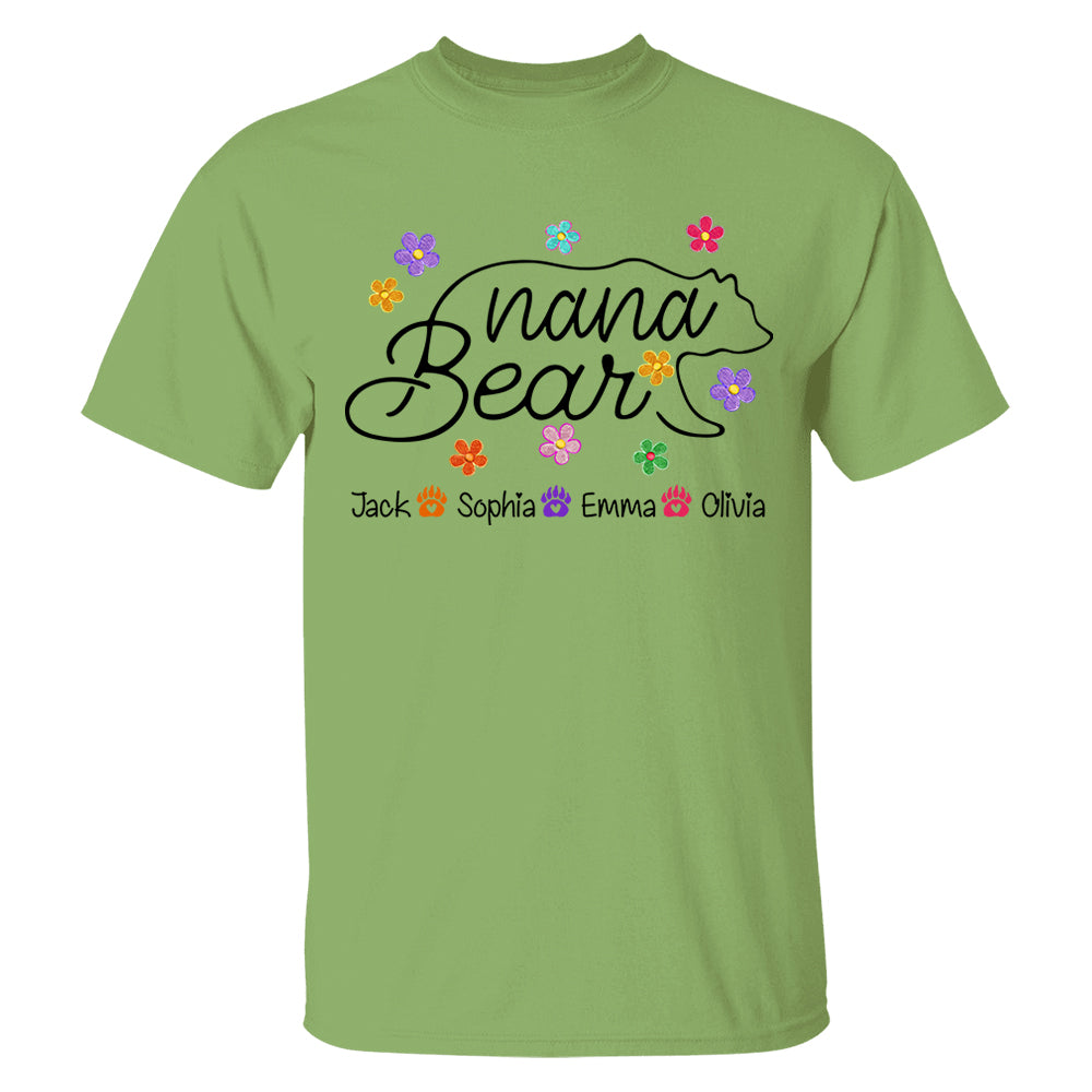Grandma Bear Flower Color With Grandkids Personalized Shirt - Mother's Day Gift