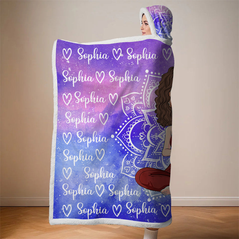 I'm The Girl Who Loves Yoga - Personalized Wearable Blanket Hoodie, Custom Name For Yoga Lovers NA04 Tu20