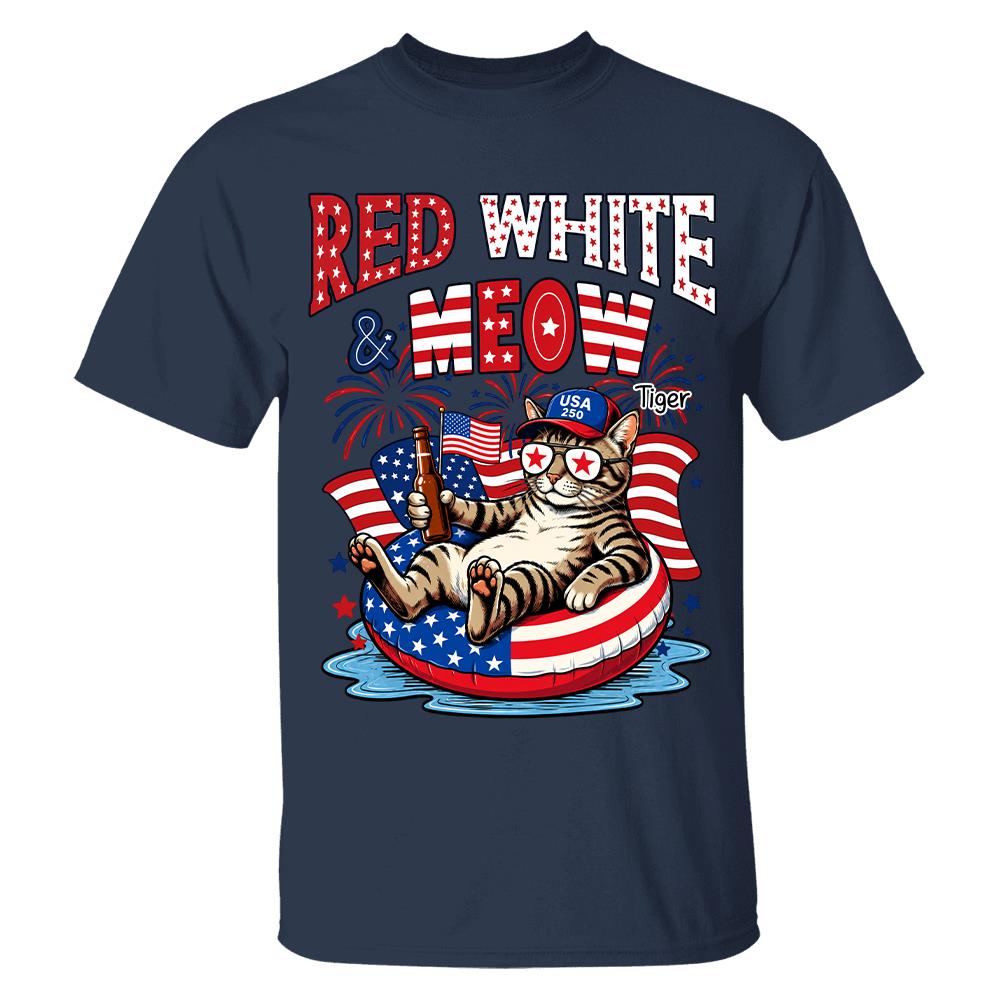 Red White Meow, Custom Photo Pet Shirt, America 250th Anniversary Gifts For Dog Cat Lovers, Dog Dad And Mom, Cat Owners T1807 Hv01 
