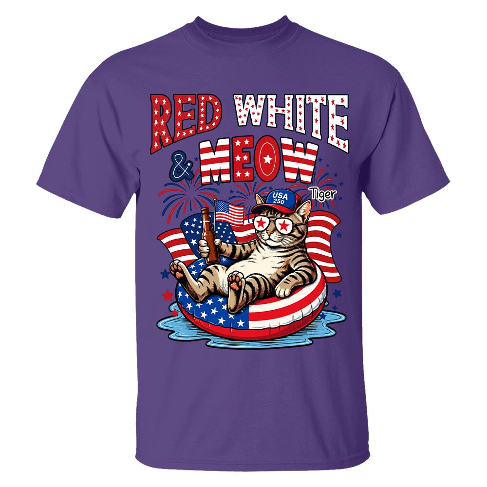 Red White Meow, Custom Photo Pet Shirt, America 250th Anniversary Gifts For Dog Cat Lovers, Dog Dad And Mom, Cat Owners T1807 Hv01 