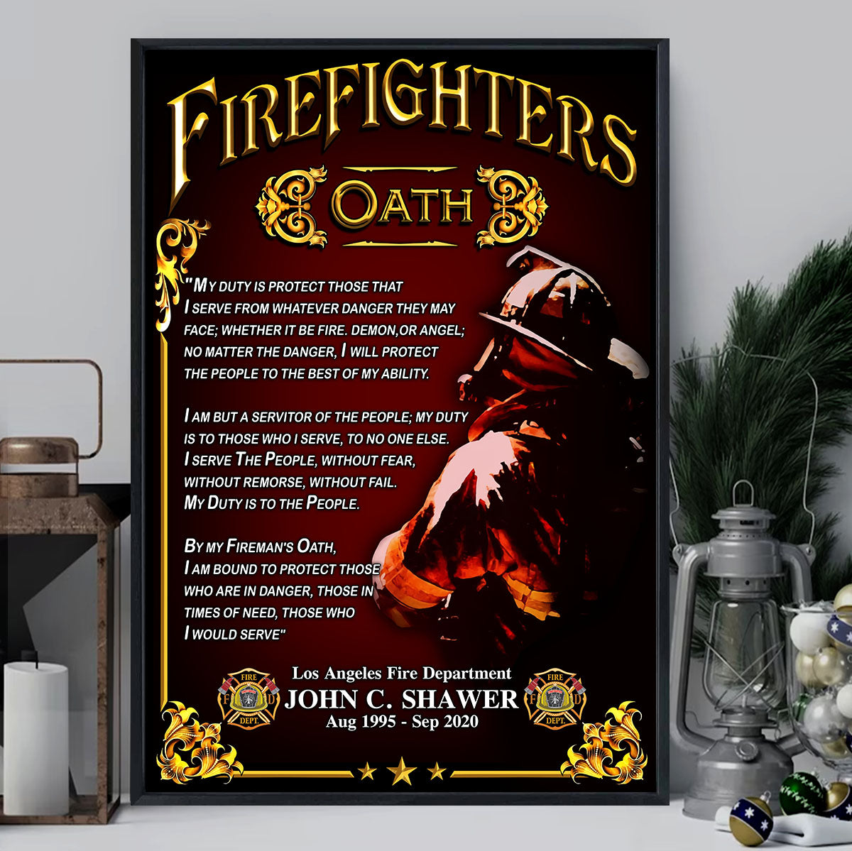 Custom Poster Canvas Firefighter Oath Who Are In Danger Firefighter Gift K1702