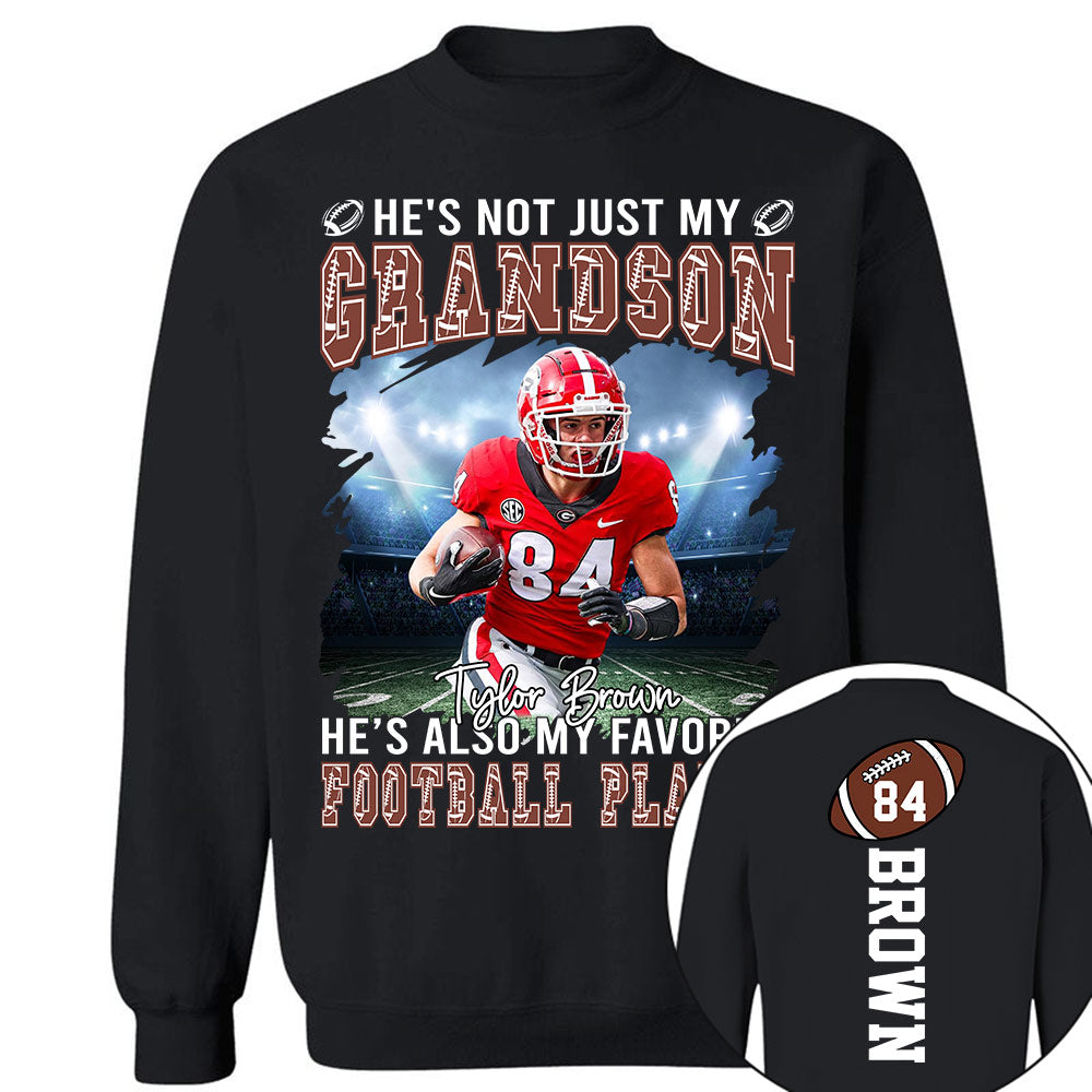He's not just my GRANDSON, He's also my favorite Football Player - Custom Photo Football Game Day Football Jersey Gift For Football Lovers T18