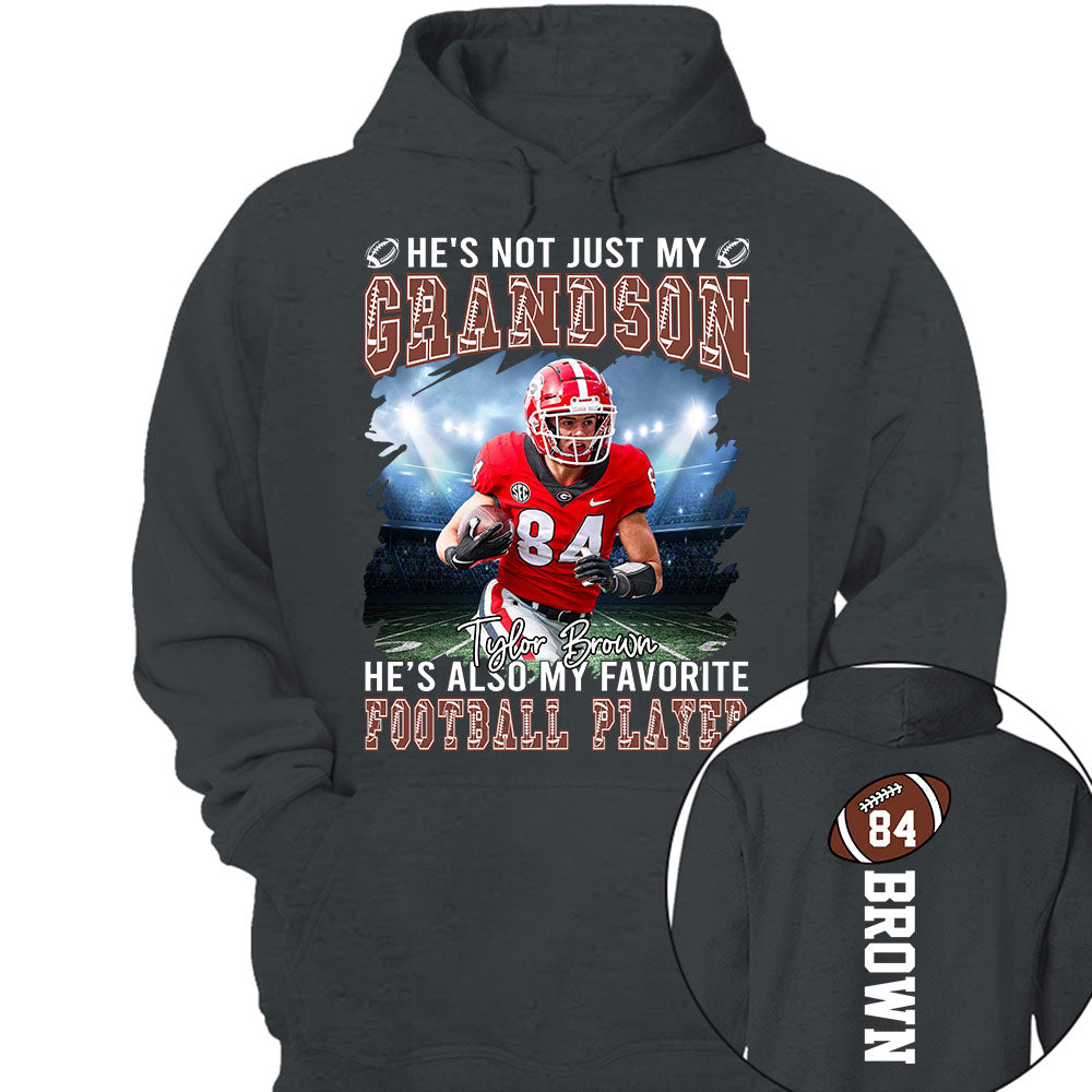 He's not just my GRANDSON, He's also my favorite Football Player - Custom Photo Football Game Day Football Jersey Gift For Football Lovers T18