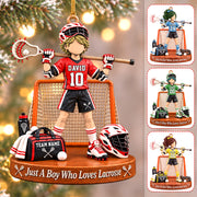 Personalized Just A Boy Who Loves Lacrosse Ornament, Custom Name & Number Player Lacrosse Ornament, Gift For Lacrosse Lover T1807 Hv01