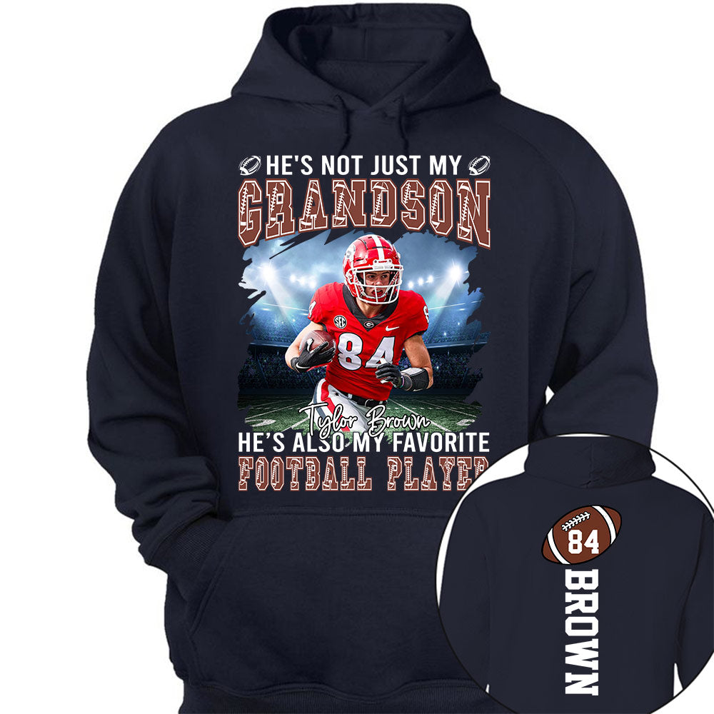 He's not just my GRANDSON, He's also my favorite Football Player - Custom Photo Football Game Day Football Jersey Gift For Football Lovers T18