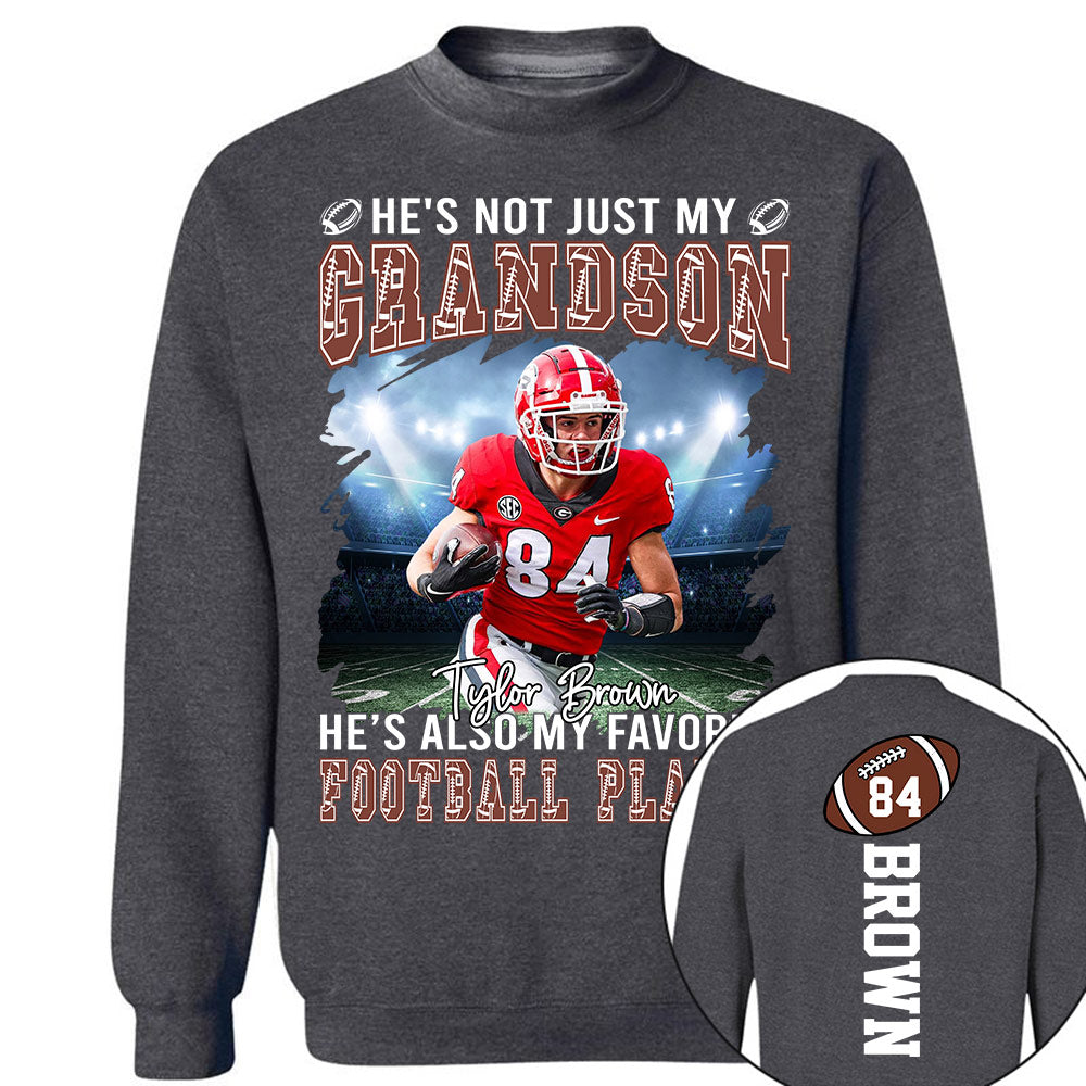 He's not just my GRANDSON, He's also my favorite Football Player - Custom Photo Football Game Day Football Jersey Gift For Football Lovers T18