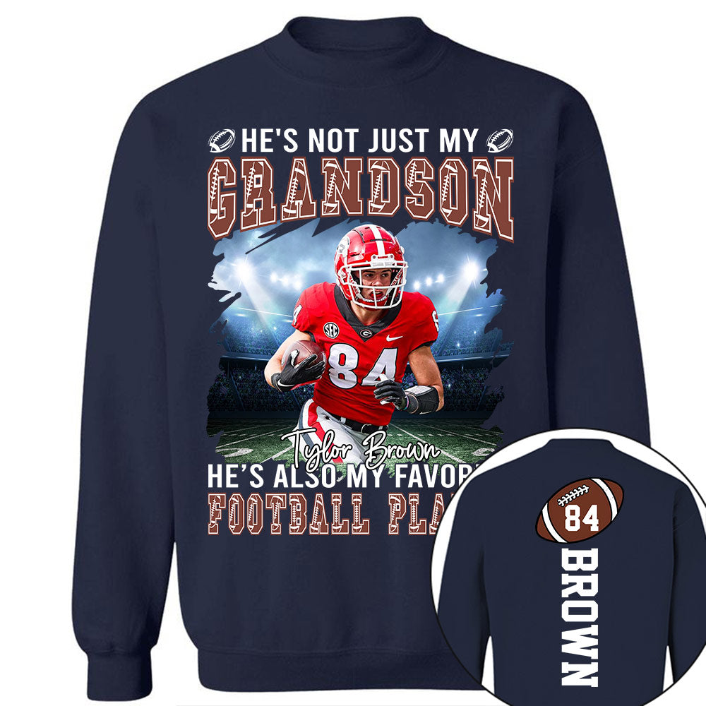 He's not just my GRANDSON, He's also my favorite Football Player - Custom Photo Football Game Day Football Jersey Gift For Football Lovers T18