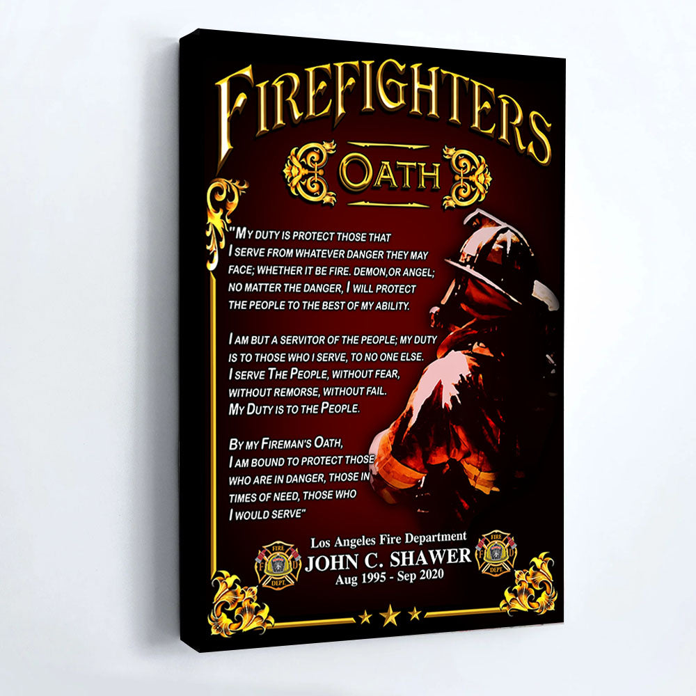 Custom Poster Canvas Firefighter Oath Who Are In Danger Firefighter Gift K1702