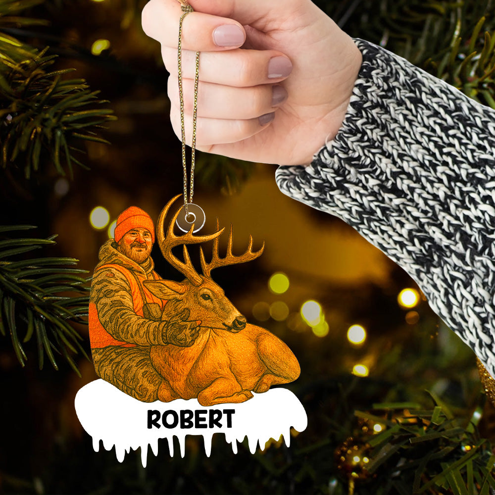 Personalized Funny Comic Style Photo Acrylic Ornametn I Love Being A Hunter - Personalized Photo Acrylic Ornament Christmas Gift For Hunting Lover Do99
