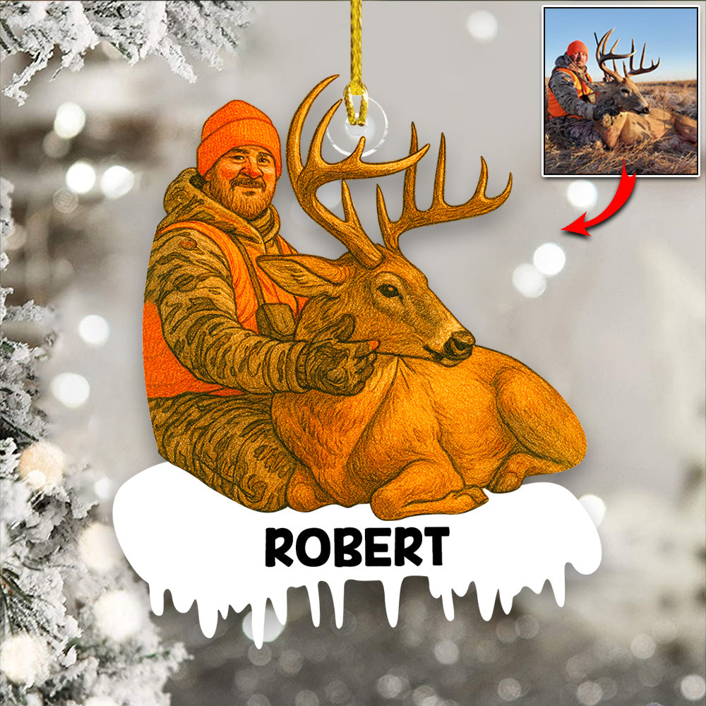 Personalized Funny Comic Style Photo Acrylic Ornametn I Love Being A Hunter - Personalized Photo Acrylic Ornament Christmas Gift For Hunting Lover Do99