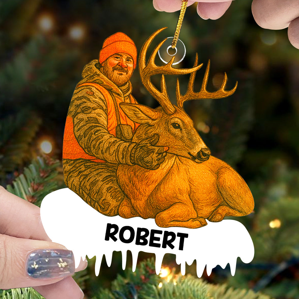 Personalized Funny Comic Style Photo Acrylic Ornametn I Love Being A Hunter - Personalized Photo Acrylic Ornament Christmas Gift For Hunting Lover Do99