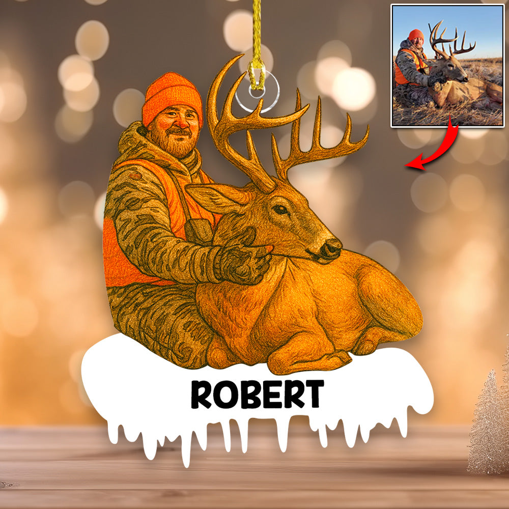 Personalized Funny Comic Style Photo Acrylic Ornametn I Love Being A Hunter - Personalized Photo Acrylic Ornament Christmas Gift For Hunting Lover Do99