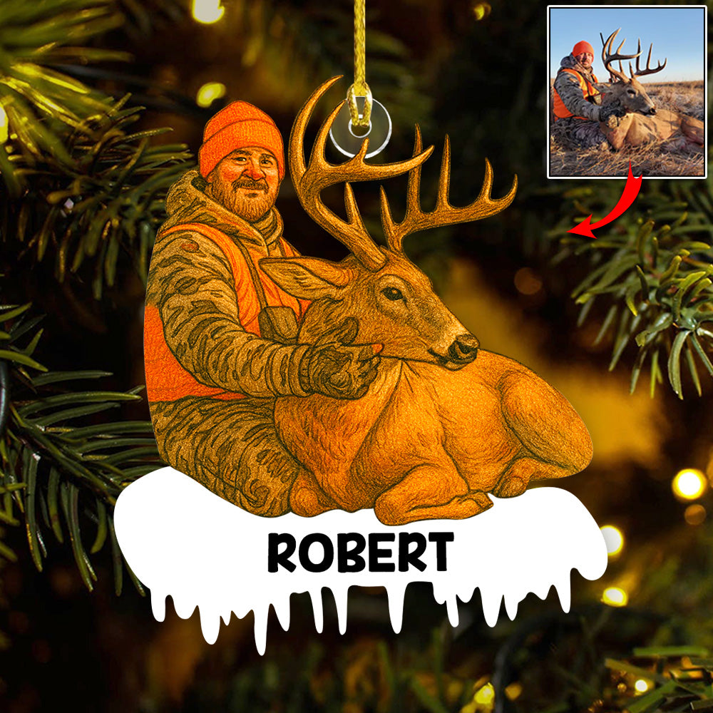 Personalized Funny Comic Style Photo Acrylic Ornametn I Love Being A Hunter - Personalized Photo Acrylic Ornament Christmas Gift For Hunting Lover Do99