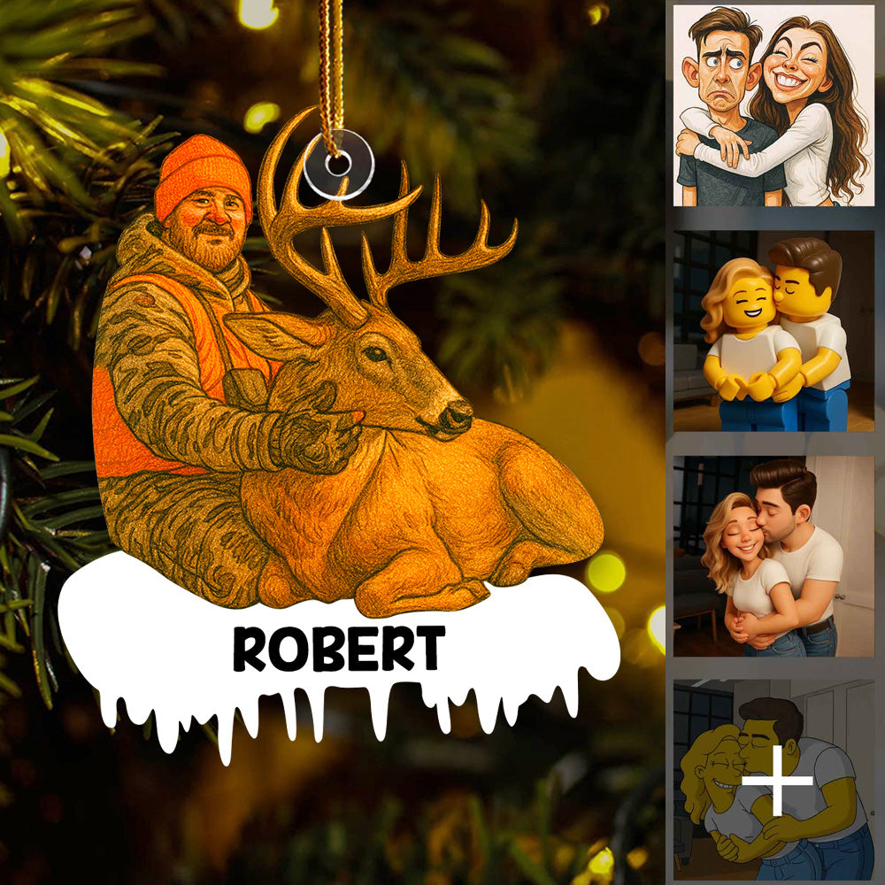 Personalized Funny Comic Style Photo Acrylic Ornametn I Love Being A Hunter - Personalized Photo Acrylic Ornament Christmas Gift For Hunting Lover Do99