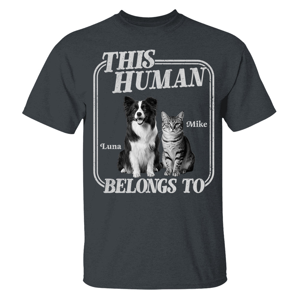 This Human Belongs To - Washed Tee Retro Bootleg Shirt - Personalized Shirt For Dog Lover T1807