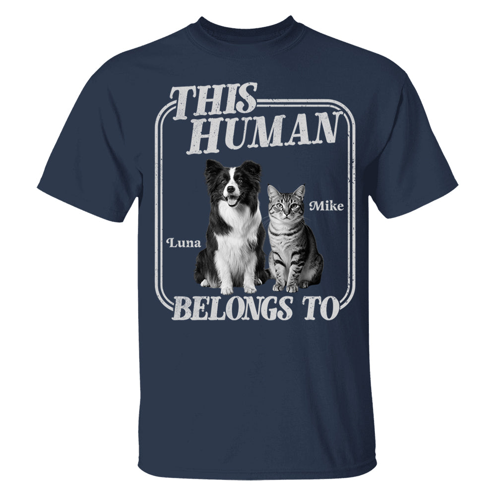 This Human Belongs To - Washed Tee Retro Bootleg Shirt - Personalized Shirt For Dog Lover T1807