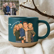 Personalized Watercolor Photo Pottery Mug, Custom Picture Coffee Cup Gift For Family, Couple Image Memories Gift, Besties Gift, Grandma Gift Hv01