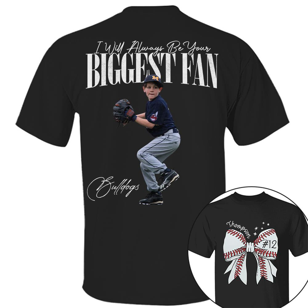 Custom Photo Baseball Shirt, Personalized Baseball Bow with Name and Jersey Number, Gift For Baseball Family, Basball Lovers A2110 Hv01