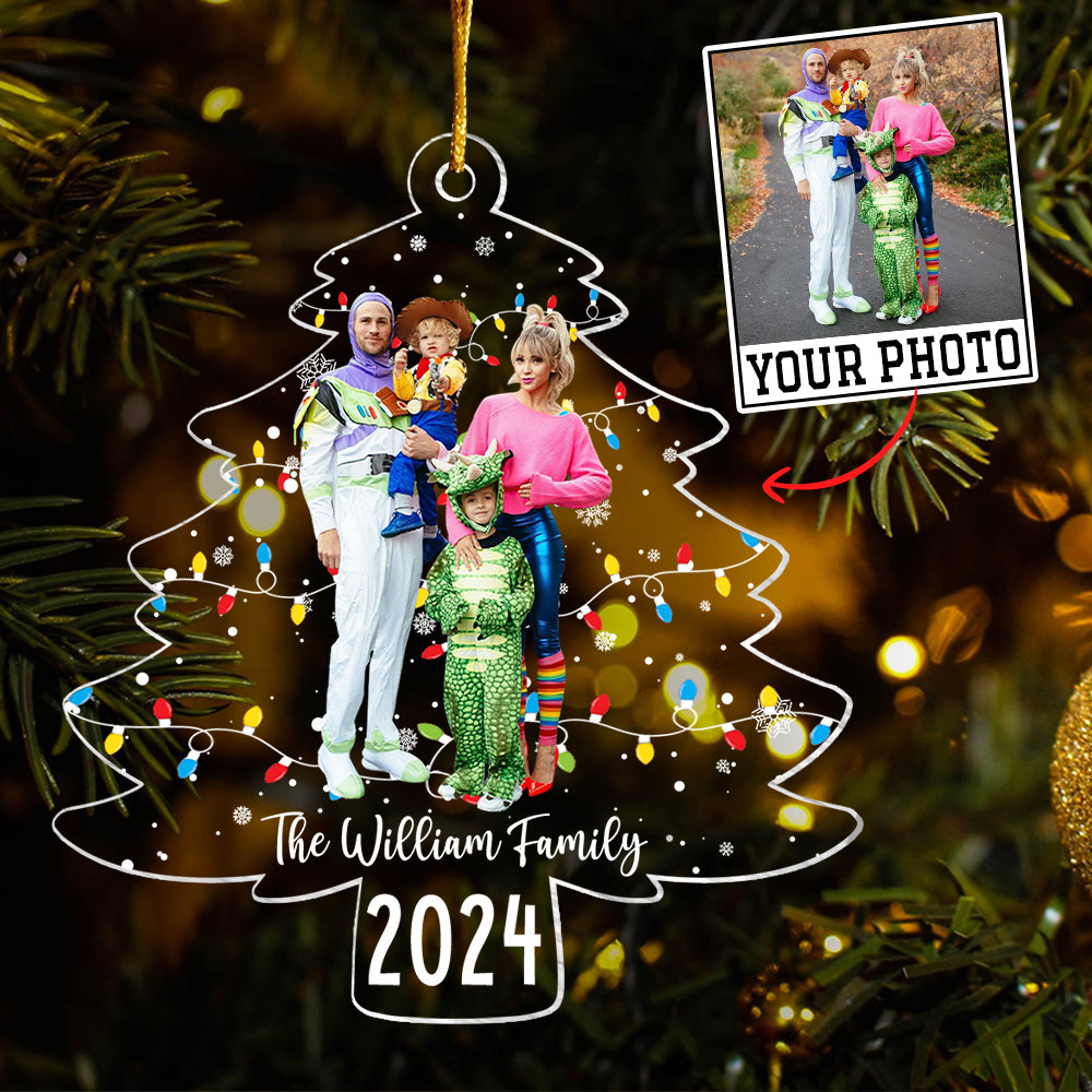 Custom Photo Christmas Tree Lights - Personalized Acrylic Family Photo Ornament