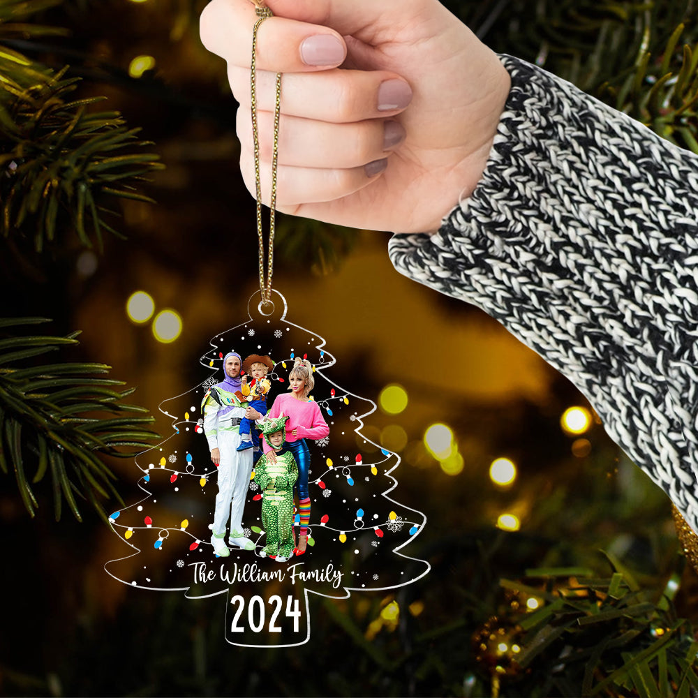 Custom Photo Christmas Tree Lights - Personalized Acrylic Family Photo Ornament