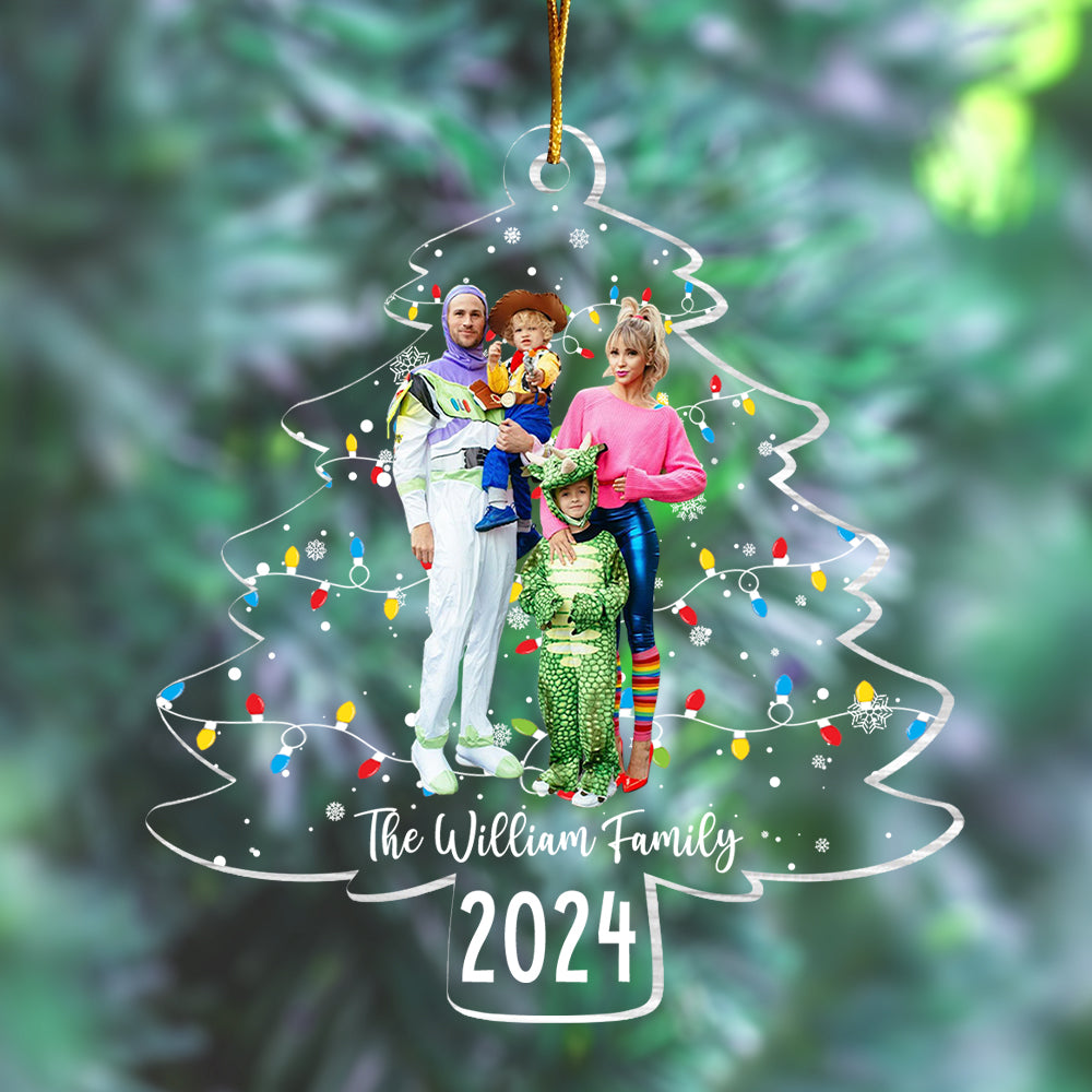 Custom Photo Christmas Tree Lights - Personalized Acrylic Family Photo Ornament