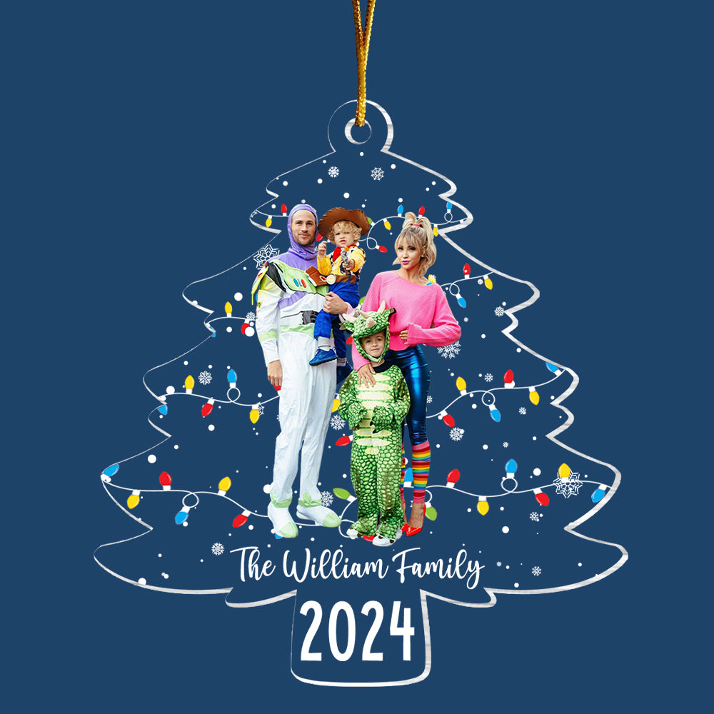 Custom Photo Christmas Tree Lights - Personalized Acrylic Family Photo Ornament