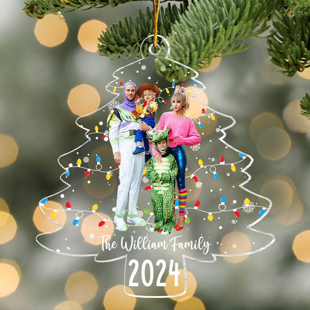 Custom Photo Christmas Tree Lights - Personalized Acrylic Family Photo Ornament