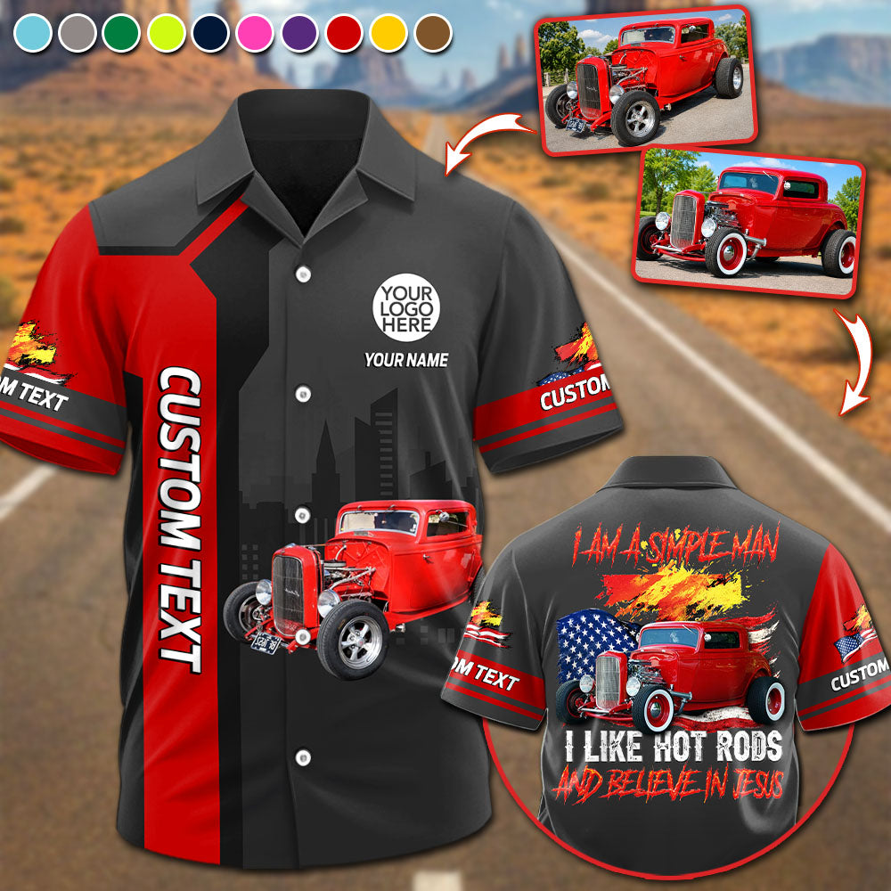 Like Hot Rod And Believe In Jesus - Custom Photo Hot Rod Hawaiian Shirt A2110 Pt99