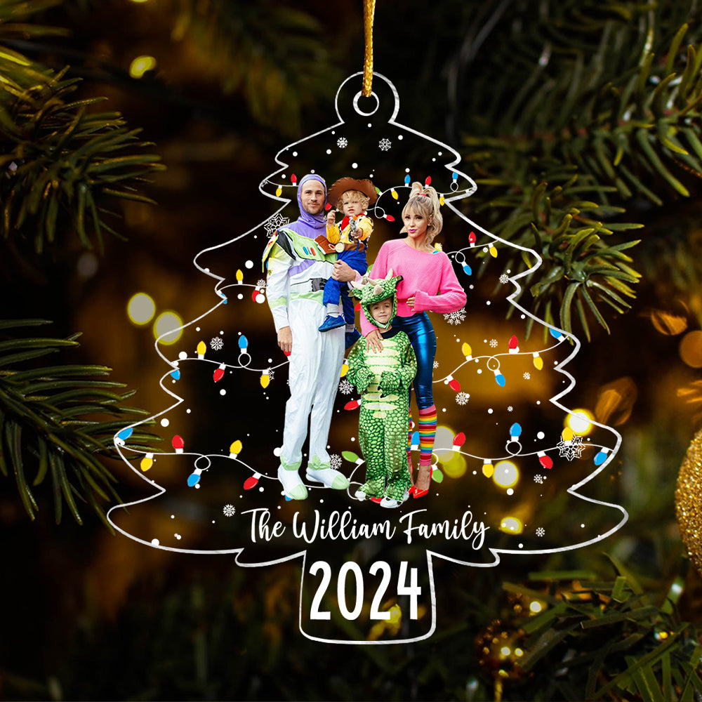 Custom Photo Christmas Tree Lights - Personalized Acrylic Family Photo Ornament