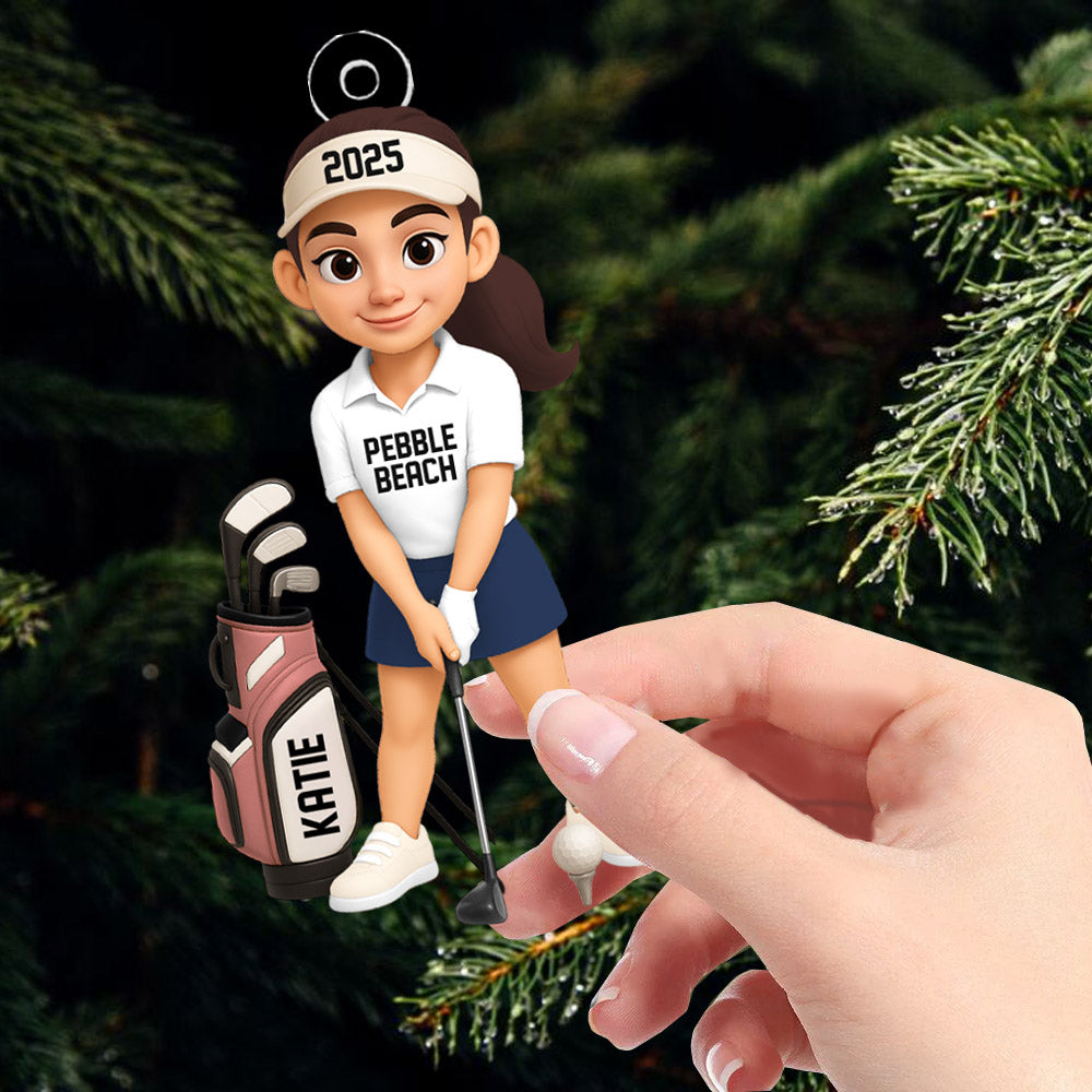 Personalized Golf Ornament - Custom Golfer Christmas Decoration - Golf Gift  Na02 Pt99
